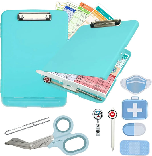 Nursing Kit – Nurse Accessories for Work | Trauma Shears, Clipboard with Storage, Badge Reel, Pen Light, Sticky Notes, Pen & Cheat Sheet – for Nursing Students & Professionals (Copy) (Copy)